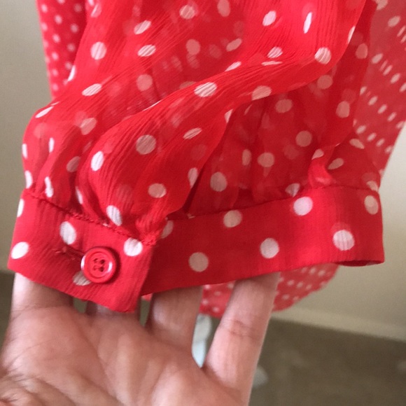 Valentino Red and white polkadot blouse scarf- button up with beautiful … - Picture 6 of 10